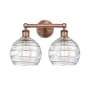 Innovations Lighting Athens 2 Light 17" Wide Vanity Light Antique Copper / Clear Deco Swirl