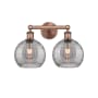 Innovations Lighting Athens Deco Swirl 2 Light 17" Wide Vanity Light Antique Copper / Light Smoke Deco Swirl