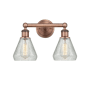 Innovations Lighting Conesus 2 Light 15" Wide Vanity Light Antique Copper / Clear Crackle