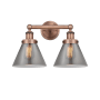 Innovations Lighting Cone 2 Light 16" Wide Vanity Light Antique Copper / Plated Smoke