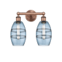 Innovations Lighting Vaz 2 Light 15" Wide Vanity Light Antique Copper / Princess Blue