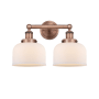 Innovations Lighting Bell 2 Light 16" Wide Vanity Light Antique Copper / Matte White