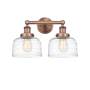 Innovations Lighting Bell 2 Light 16" Wide Vanity Light Antique Copper / Clear Deco Swirl