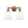 Innovations Lighting Bristol Glass 2 Light 17" Wide Vanity Light Antique Copper / Matte White