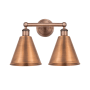 Innovations Lighting Ballston Cone 2 Light 17" Wide Vanity Light Antique Copper