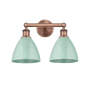 Innovations Lighting Plymouth Dome 2 Light 17" Wide Vanity Light Antique Copper / Seafoam