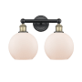 Innovations Lighting Athens 2 Light 17" Wide Vanity Light Black Antique Brass / Matte White