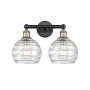 Innovations Lighting Athens 2 Light 17" Wide Vanity Light Black Antique Brass / Clear Deco Swirl