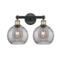 Innovations Lighting Athens Deco Swirl 2 Light 17" Wide Vanity Light Black Antique Brass / Light Smoke Deco Swirl