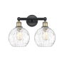 Innovations Lighting Athens 2 Light 17" Wide Vanity Light Black Antique Brass / Clear Water Glass