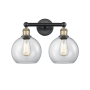 Innovations Lighting Athens 2 Light 17" Wide Vanity Light Black Antique Brass / Clear