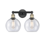 Innovations Lighting Athens 2 Light 17" Wide Vanity Light Black Antique Brass / Seedy