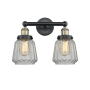 Innovations Lighting Chatham 2 Light 16" Wide Vanity Light Black Antique Brass / Clear