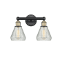 Innovations Lighting Conesus 2 Light 15" Wide Vanity Light Black Antique Brass / Clear Crackle