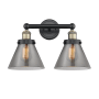 Innovations Lighting Cone 2 Light 16" Wide Vanity Light Black Antique Brass / Plated Smoke