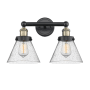 Innovations Lighting Cone 2 Light 16" Wide Vanity Light Black Antique Brass / Seedy