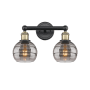 Innovations Lighting Rochester 2 Light 15" Wide Vanity Light Black Antique Brass / Light Smoke