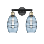 Innovations Lighting Vaz 2 Light 15" Wide Vanity Light Black Antique Brass / Princess Blue