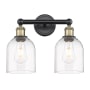 Innovations Lighting Bella 2 Light 15" Wide Vanity Light Black Antique Brass / Clear