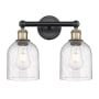 Innovations Lighting Bella 2 Light 15" Wide Vanity Light Black Antique Brass / Seedy