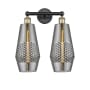 Innovations Lighting Windham 2 Light 16" Wide Vanity Light Black Antique Brass / Smoked