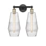 Innovations Lighting Windham 2 Light 16" Wide Vanity Light Black Antique Brass / Seedy