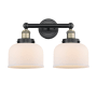 Innovations Lighting Bell 2 Light 16" Wide Vanity Light Black Antique Brass / Matte White
