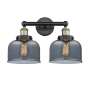 Innovations Lighting Bell 2 Light 16" Wide Vanity Light Black Antique Brass / Plated Smoke