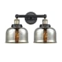 Innovations Lighting Bell 2 Light 16" Wide Vanity Light Black Antique Brass / Silver Plated Mercury