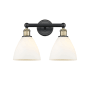 Innovations Lighting Bristol Glass 2 Light 17" Wide Vanity Light Black Antique Brass / Matte White