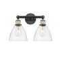 Innovations Lighting Bristol Glass 2 Light 17" Wide Vanity Light Black Antique Brass / Clear