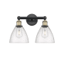 Innovations Lighting Bristol Glass 2 Light 17" Wide Vanity Light Black Antique Brass / Seedy