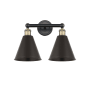 Innovations Lighting Ballston Cone 2 Light 17" Wide Vanity Light Black Antique Brass / Matte Black