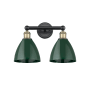 Innovations Lighting Plymouth Dome 2 Light 17" Wide Vanity Light Black Antique Brass / Green