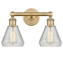 Innovations Lighting Conesus 2 Light 15" Wide Vanity Light Brushed Brass / Clear Crackle