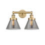 Innovations Lighting Cone 2 Light 16" Wide Vanity Light Brushed Brass / Plated Smoke