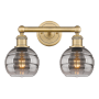 Innovations Lighting Rochester 2 Light 15" Wide Vanity Light Brushed Brass / Light Smoke