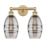 Innovations Lighting Vaz 2 Light 15" Wide Vanity Light Brushed Brass / Light Smoke