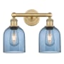 Innovations Lighting Bella 2 Light 15" Wide Vanity Light Brushed Brass / Princess Blue