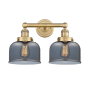 Innovations Lighting Bell 2 Light 16" Wide Vanity Light Brushed Brass / Plated Smoke