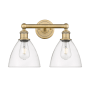Innovations Lighting Bristol Glass 2 Light 17" Wide Vanity Light Brushed Brass / Clear