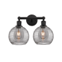 Innovations Lighting Athens Deco Swirl 2 Light 17" Wide Vanity Light Matte Black / Light Smoke Deco Swirl