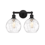 Innovations Lighting Athens 2 Light 17" Wide Vanity Light Matte Black / Clear Water Glass