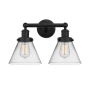Innovations Lighting Cone 2 Light 16" Wide Vanity Light Matte Black / Clear