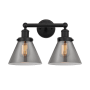 Innovations Lighting Cone 2 Light 16" Wide Vanity Light Matte Black / Plated Smoke