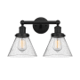 Innovations Lighting Cone 2 Light 16" Wide Vanity Light Matte Black / Seedy