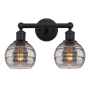 Innovations Lighting Rochester 2 Light 15" Wide Vanity Light Matte Black / Light Smoke