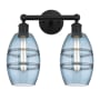 Innovations Lighting Vaz 2 Light 15" Wide Vanity Light Matte Black / Princess Blue