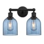 Innovations Lighting Bella 2 Light 15" Wide Vanity Light Matte Black / Princess Blue