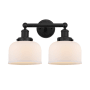 Innovations Lighting Bell 2 Light 16" Wide Vanity Light Matte Black / Matte White